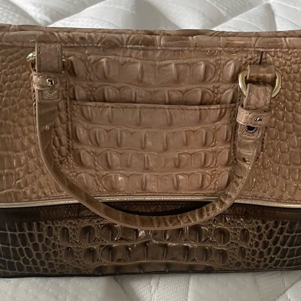 Brown Crocodile-Embossed Brahmin Bag